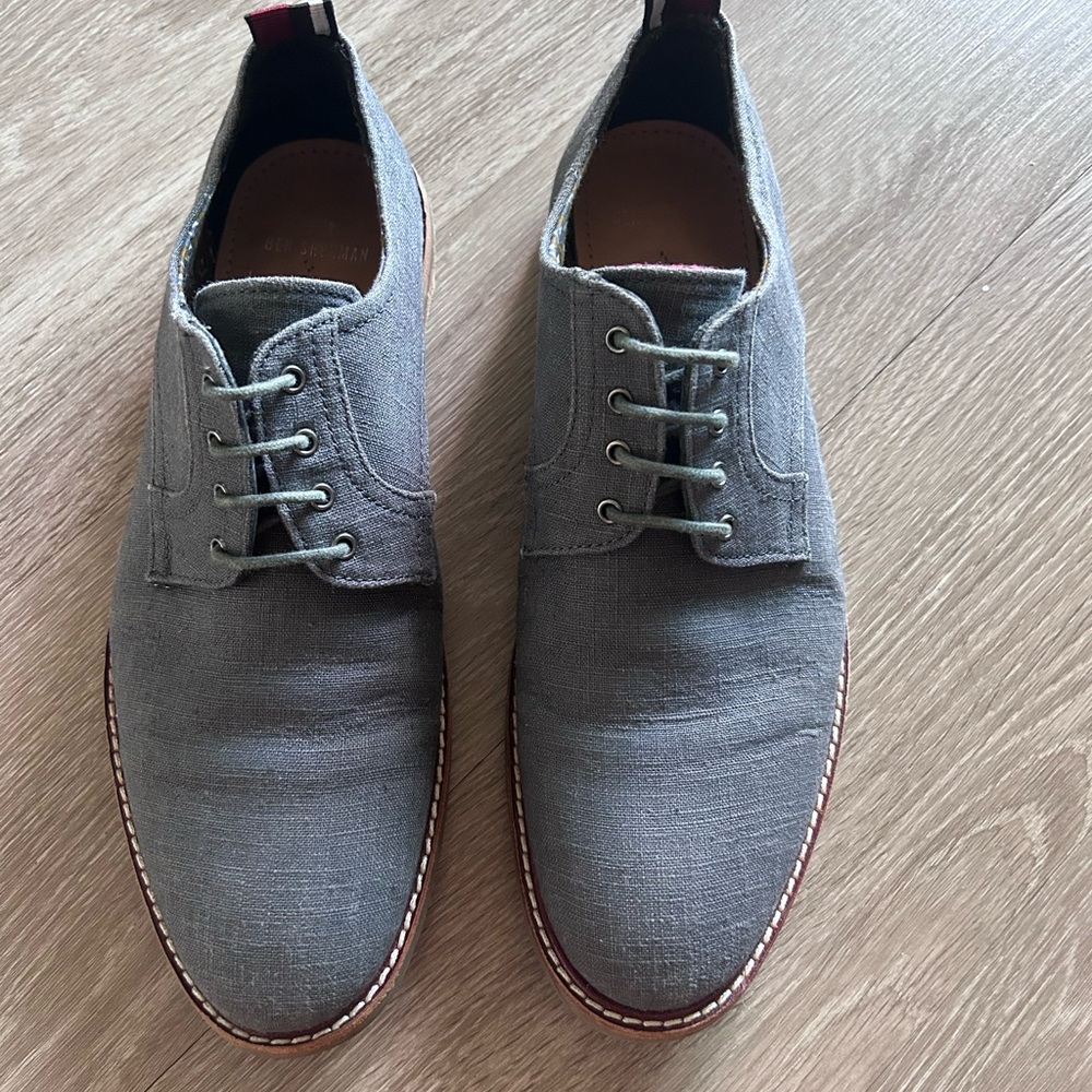 Ben Sherman Birk Plain Toe Grey Textile Oxford Shoes - size 9